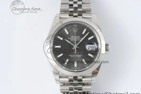 MiroTime 0503 OdorResistant DateJust 41 SS Polished Bezel KING 1:1 Best Edition 904L Steel Gray Stick Dial on Jubilee Bracelet VR 2207